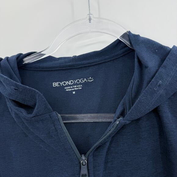 BEYOND YOGA Mens FreeFit Full Zip Hoodie Size M Blue Sweatshirt Soft Stretch - Picture 2 of 7